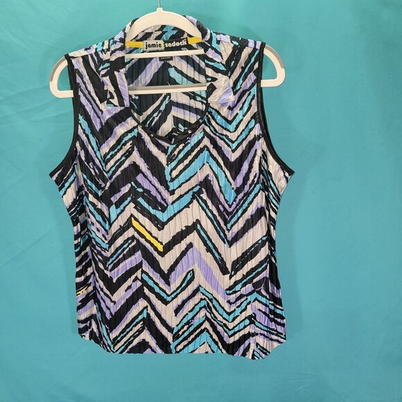 Jamie Sadock Womens Sleeveless Collared Top Size S 100% Polyester Multicolor - Picture 1 of 9